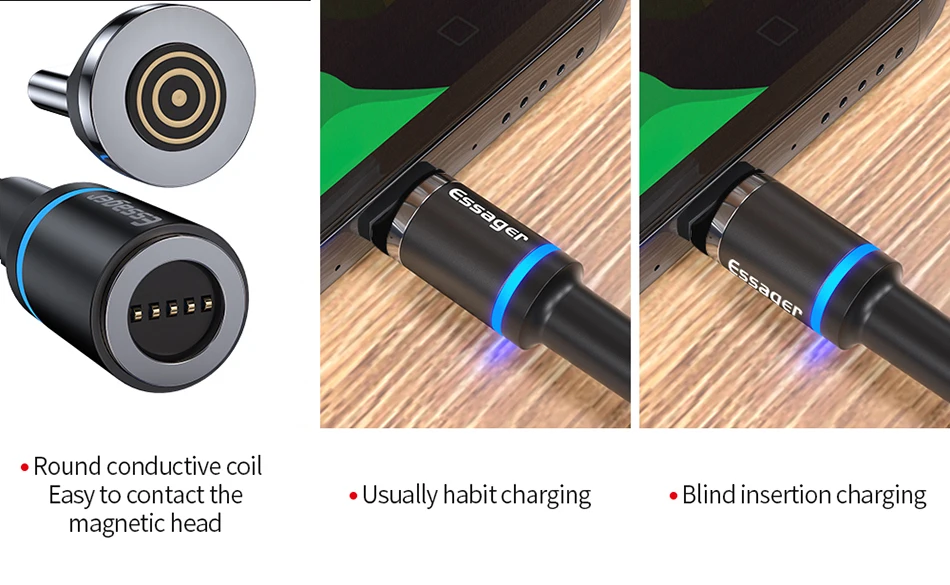 Магнитное зарядное устройство Essager Micro USB кабель для iPhone samsung Android Быстрая зарядка usb type C кабель 3 м type-C шнур Магнитный адаптер