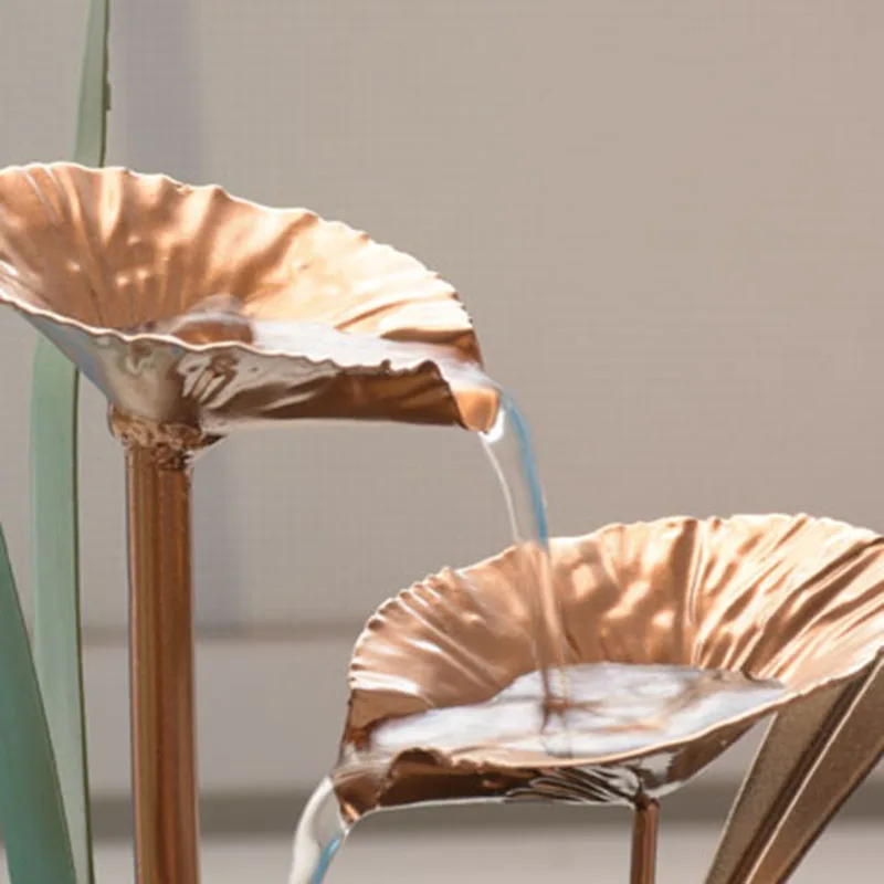 

Decorative Indoor Water Fountains Lotus Fountain Resin Crafts Gifts Feng Shui Wheel Desktop Water Fountain for Home Office Teaho