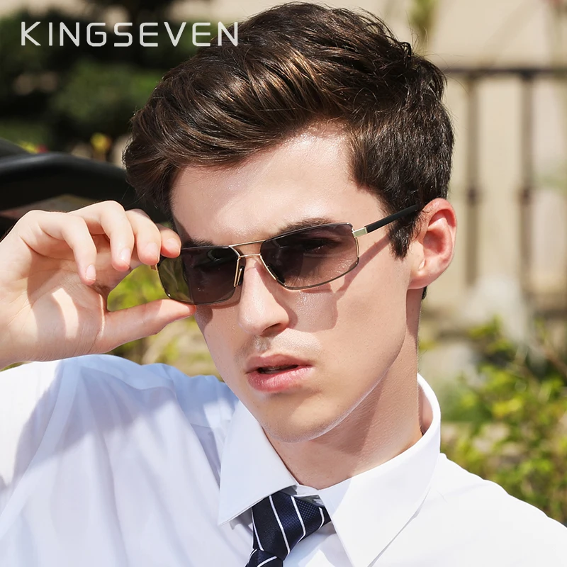 KINGSEVEN, фирменный дизайн, UV400, солнцезащитные очки, градиентные, для мужчин и женщин, для вождения, мужские, квадратные, солнцезащитные очки, из нержавеющей стали, Oculos Gafas