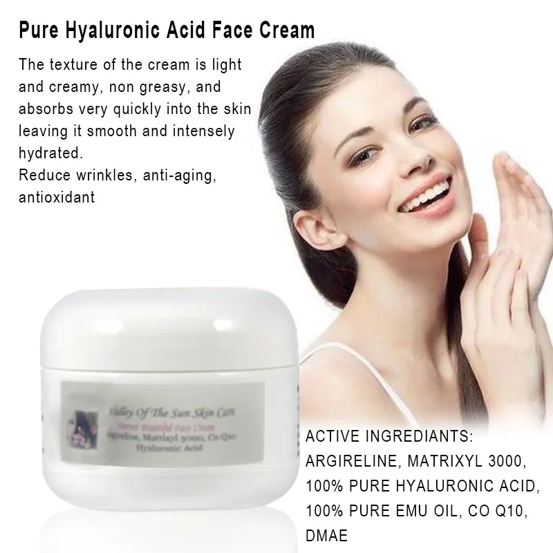

Pure Hyaluronic Acid Face Cream Matrixyl 3000 Anti Aging Co Q10 B3 face care 2 oz.