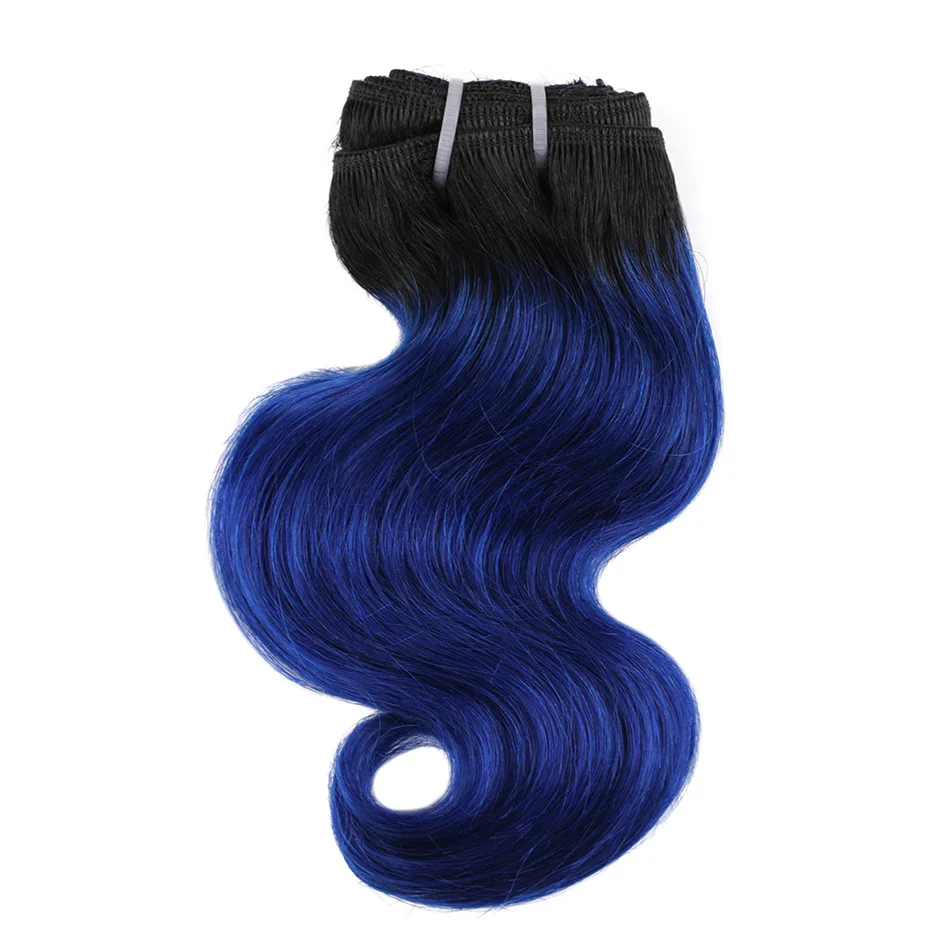 1b-blue BHF, Омбре, объемные волнистые человеческие пряди, 50 г/шт., волосы remy для наращивания, 8 дюймов, 1B/27& 1B/613, розовый, голубой, зеленый цвет - Цвет: 1b-blue