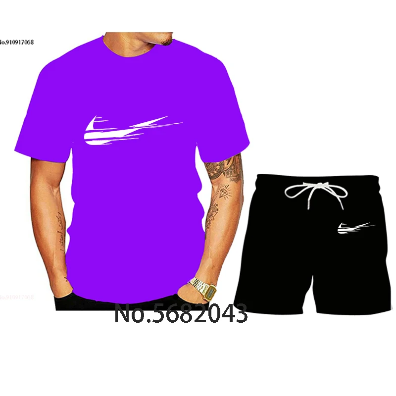 

2021 NEW Summer Men's Sportswear Brand Suit Fitness running clothes Casual Wear Men Suit T-shirt+gym Shorts Breathable Two-piece