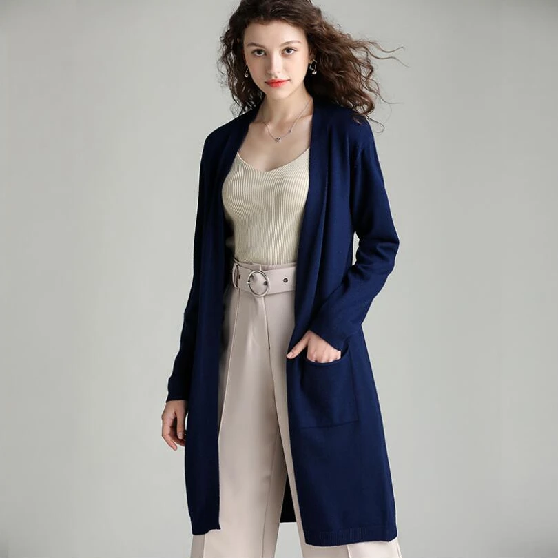 Повседневный длинный вязаный кардиган Gkfnmt женские топы винтажный свободный