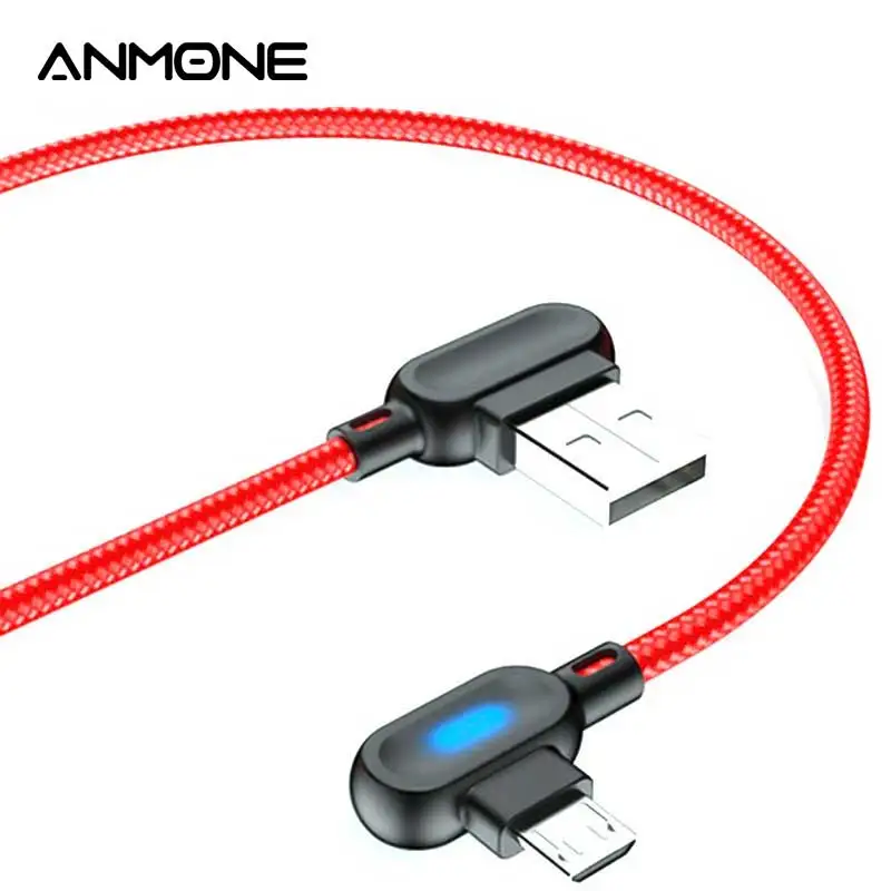 Кабель Micro USB Type C ANMONE для быстрой зарядки 90 градусов 1 м Xiaomi Redmi 4x Huawei LG зарядное
