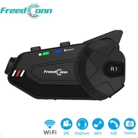 freedconn motorcycle helmet walkie talkie r1 wifi recorder bluetooth fm 6 rider helmet walkie talkie headset dvr hd 1080p video