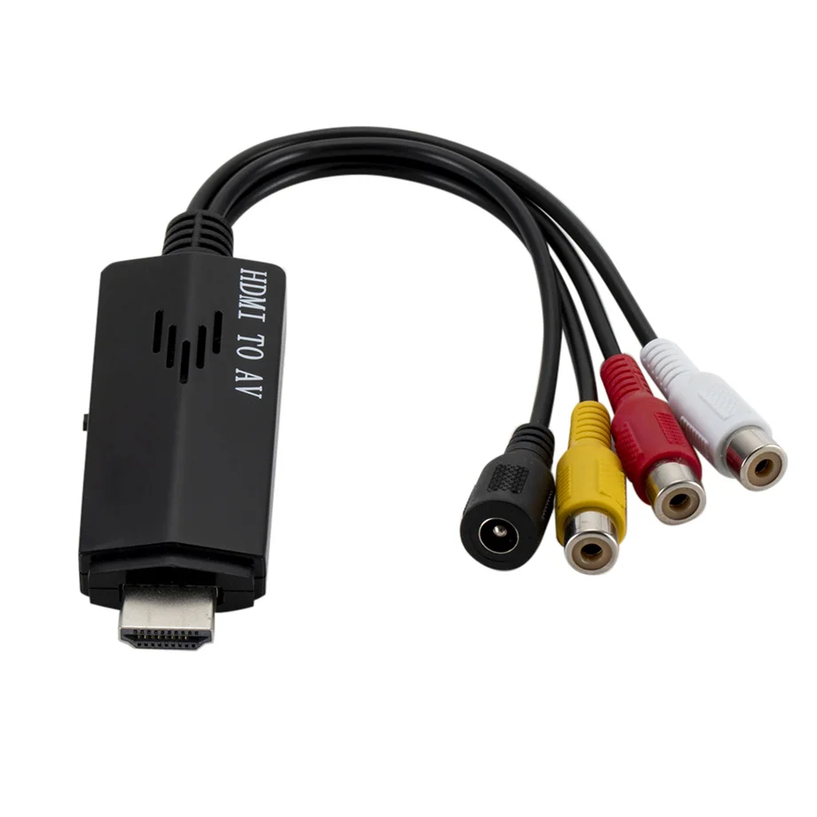 Кабель-переходник GRWIBEOU 1080P HD HDMI в AV RCA черный кабель-переходник STB старый вход для