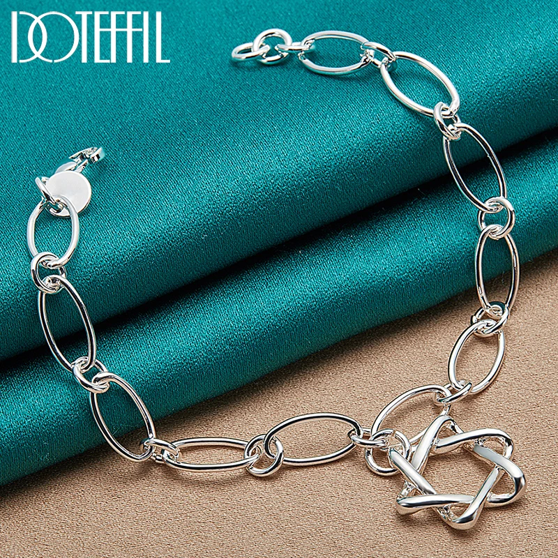 

DOTEFFIL 925 Sterling Silver Twist Star Pendant Bracelet Chain For Woman Charm Wedding Engagement Party Fashion Jewelry