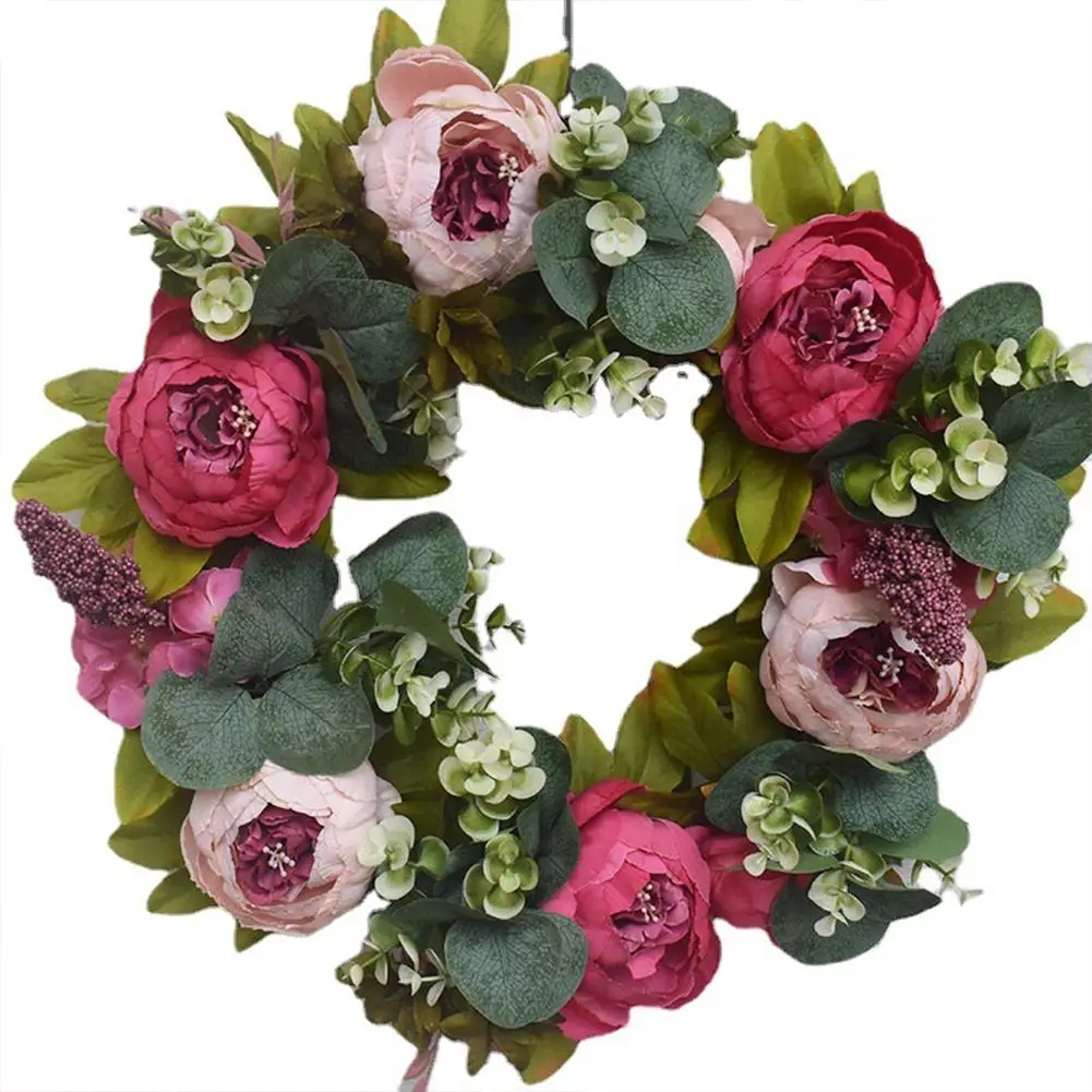 

Peony Simulated Garland Rattan Ring Decoration Photography Props Wedding Wreath Flower Home Door Decoration