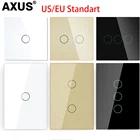 AXUS ЕССША сенсорный выключатель питания, Светодиодная панель, настенные выключатели света, закаленное белое Хрустальное стекло, 123 клавиш, настенный выключатель