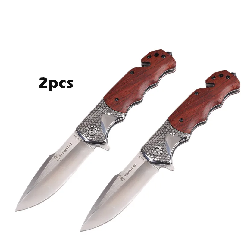 

Hysenss DA318 Hunting Camping Survival Outdoor EDC Tactical Folding Knife Pocket Knife High Hardness Steel + Sandalwood Handle
