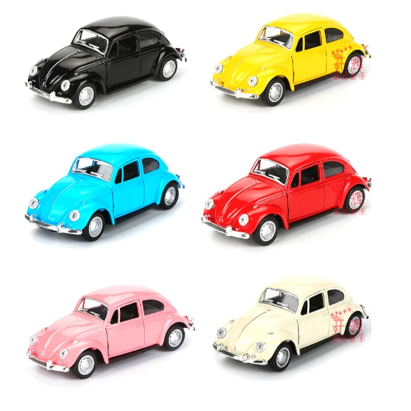 

1 Pcs Vintage Beetle Diecast Pull Back Car Model Toy & 1 Set Upgrade Metal Chassis Parts