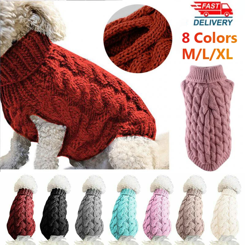 Winter Pet Dog Clothes Knitted Sweater Turtleneck Suit Jersey Cardigan Vest Clothing for Small York Dog Chihuahua French Bulldog