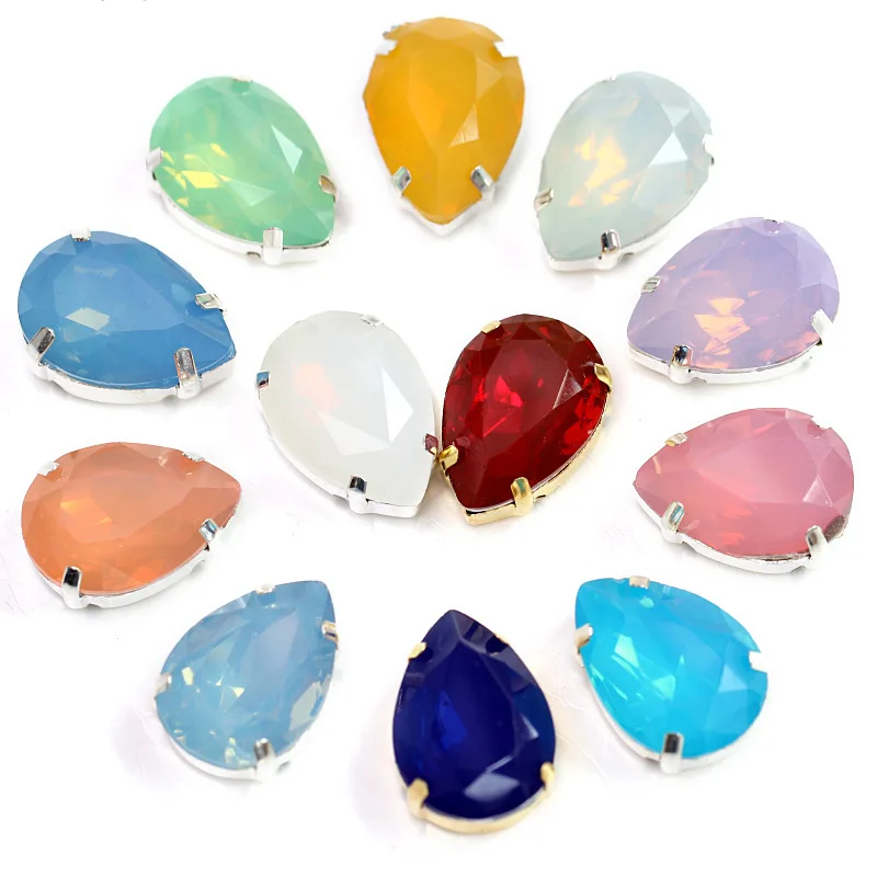 Цветные стразы с серебряным кристаллом для шитья 20 шт. полимерные опаловые