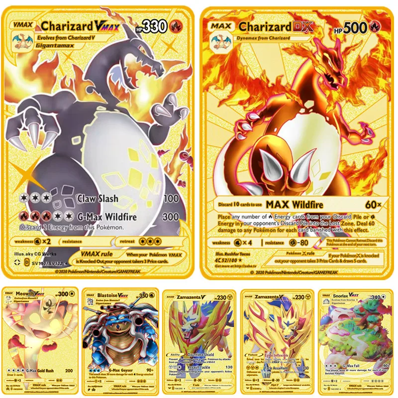 

Карты Покемон Charizard DX металлическая карта Morpeko Blastoise PIKACHU Zamazenta VMAX V Коллекционная карта подарок детям игра карточные игрушки