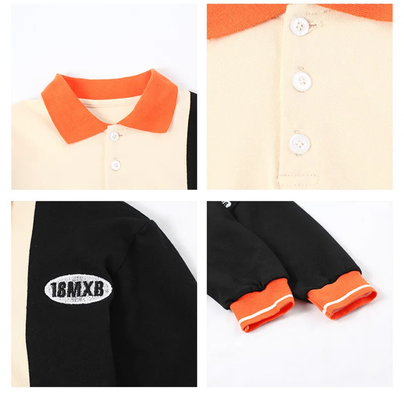 

Spring autumn boys fashion Contrast stitching T shirts new cotton casual long sleeve kids children patchwork Tops