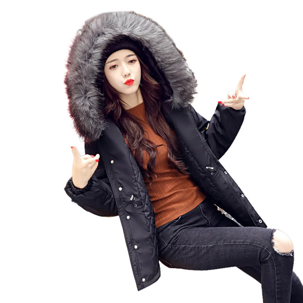 Женская Повседневная утолщенная зимняя куртка с воротником из меха Lammy пальто