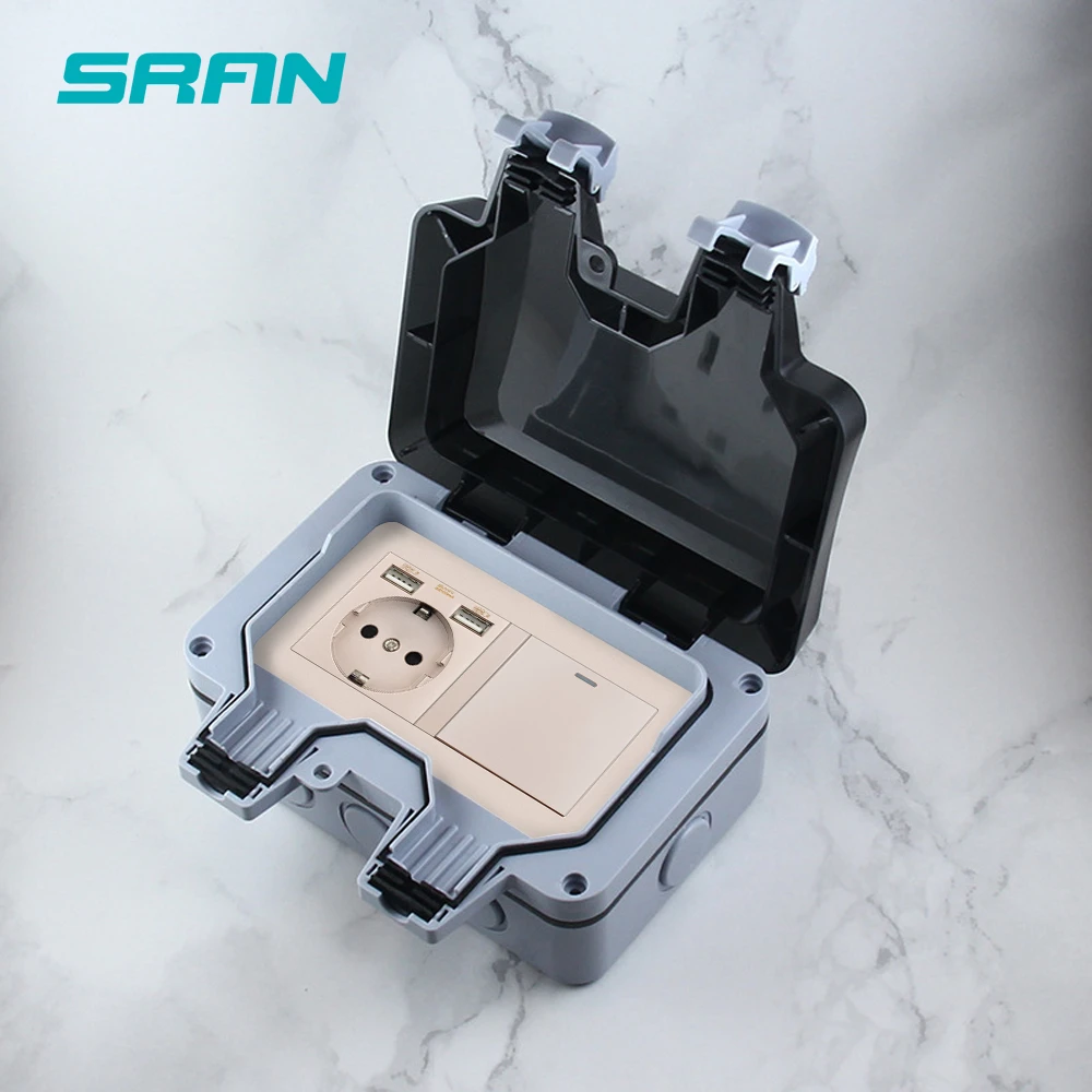Водонепроницаемая внешняя фотовспышка SRAN IP66 с 2 USB-портами для зарядки + 1