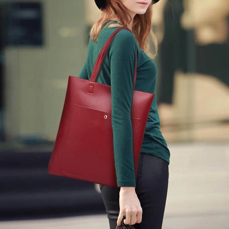 

PU Leather Women Handbag Large Capacity Tote Ladies Casual Solid Color Shoulder Bag Fashion Student Messenger Bags Bolsos 2021