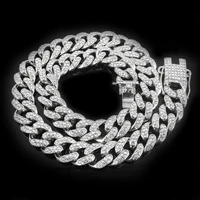 golden silver color iced out bling cz curb link chain miami hip hop cuban necklace mens rap gift jewelry rhinestone 13mm heavy