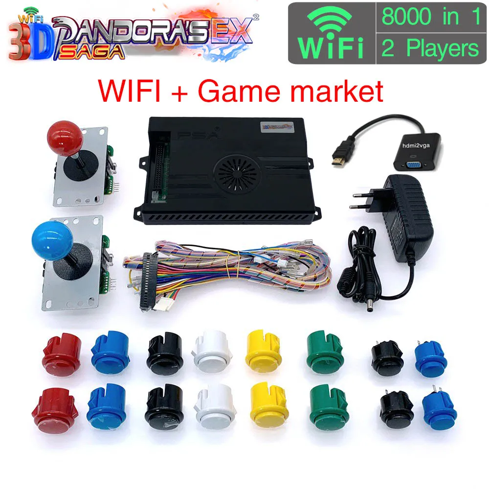 

3D Wifi Pandora Saga EX Box 8000 in 1 DIY Kit Copy Sanwa Joystick and Buttons Game Console Arcade Cabinet Machine 2 Plays