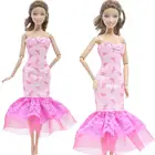 Модное платье для куклы BJDBUS, розовое кружевное платье рыбий хвост, юбка, вечерняя одежда, Женская Одежда для куклы Барби, аксессуары для кукол, детская игрушка