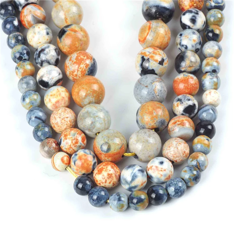 Натуральные оранжевые Бусы из камня Агата круглые свободные разделительные