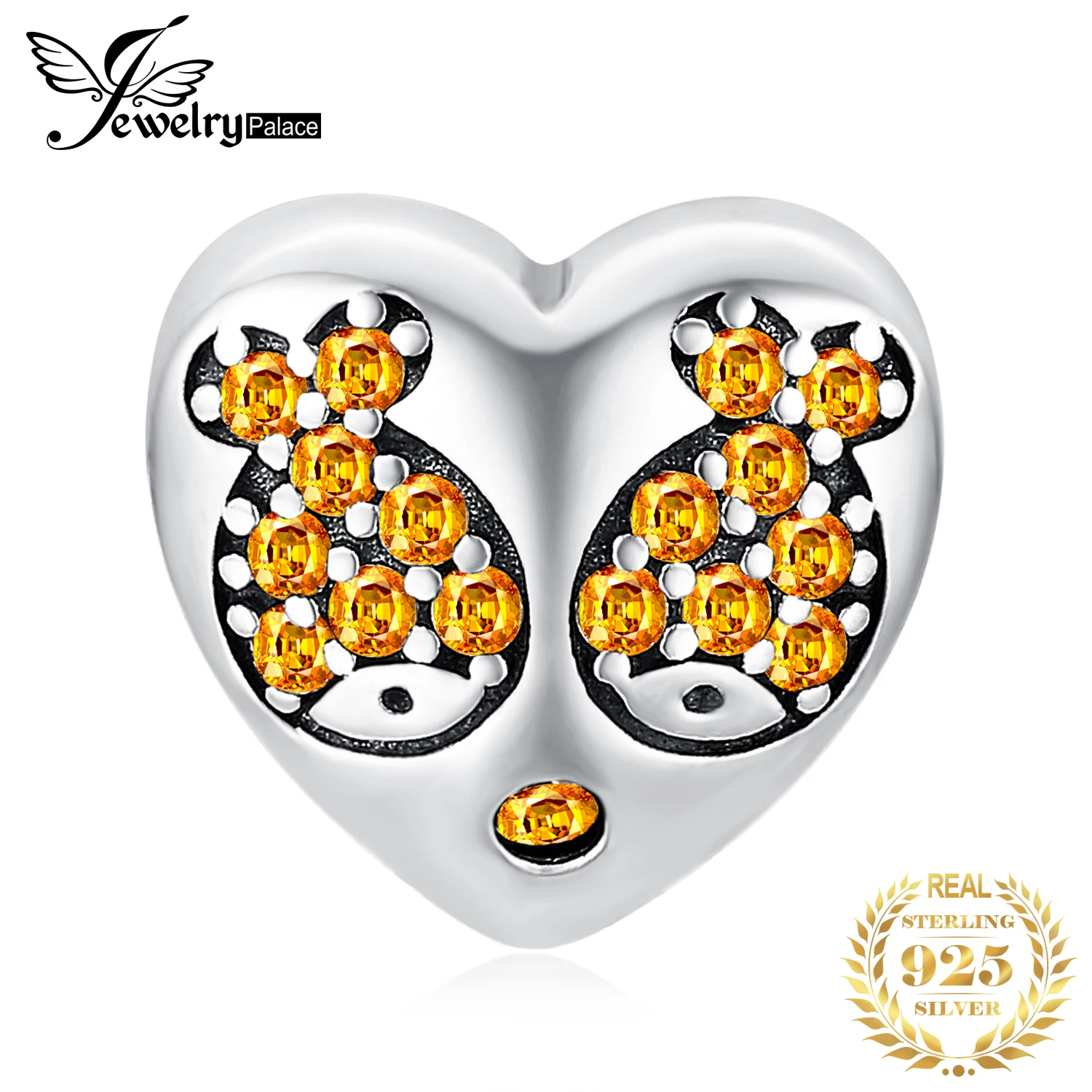JewelryPalace Романтический Рыба сердце любовь 0.4ct кубического циркония 925 пробы Серебряный Шарм бисер Новая горячая Распродажа для Для женщин