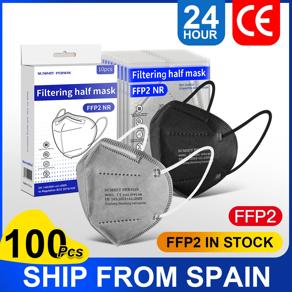 

3 Colors Mascarillas Anti Dust Face Mask Black FFP2 Mask For Women Individually Packed In A PE Bag Fast Ship From Spain