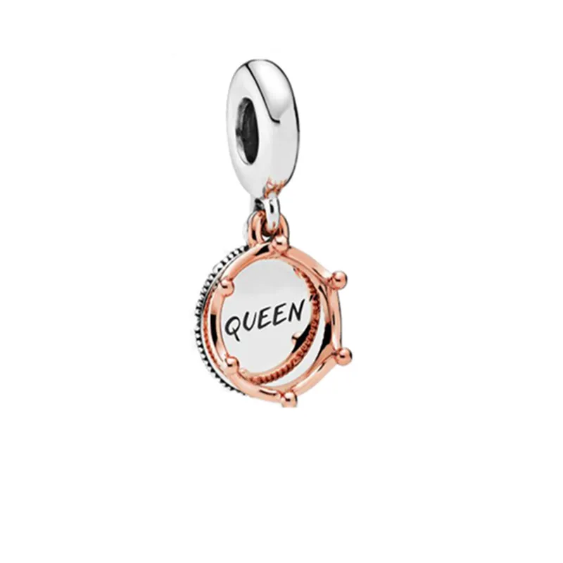 GChic, 925 пробы, серебро, розовое золото, сверкающие бусины в виде сердца, кулон в виде королевы, подходят для Пандоры, браслеты Moments, подвески для женщин, сделай сам, ювелирные изделия