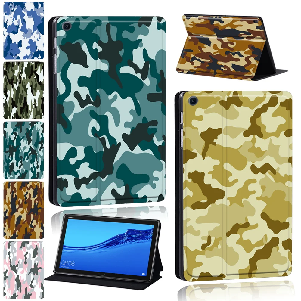 

Tablet Case for Huawei MediaPad M5/M5 Lite Camouflage Pattern Case Shockproof PU Leather Cover Case