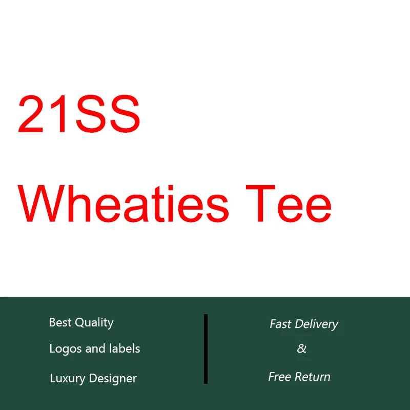 

New Arrivals 21SS Wheaties Tee Men Women Couples Streetwear HipHop Cotton T Shirt Men Breakfast Printed T-Shirt