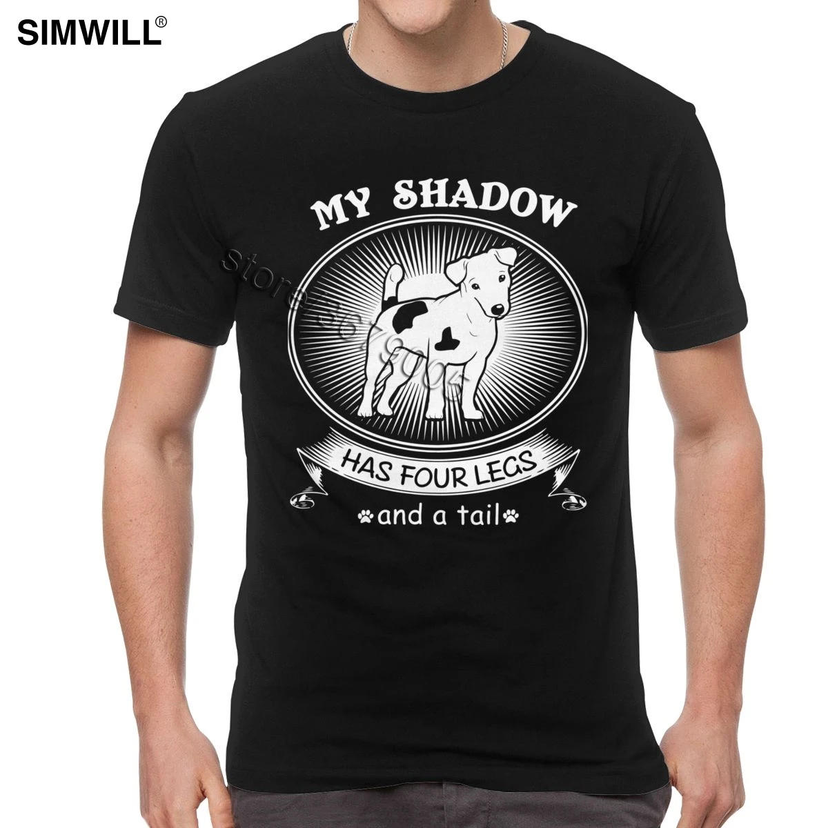I Love My Puppy Tee Shirts Men Cotton Jack Russell Terrier Is Shadow T-Shirt Short Sleeved Dog Owner Gift T Shirt | Мужская одежда