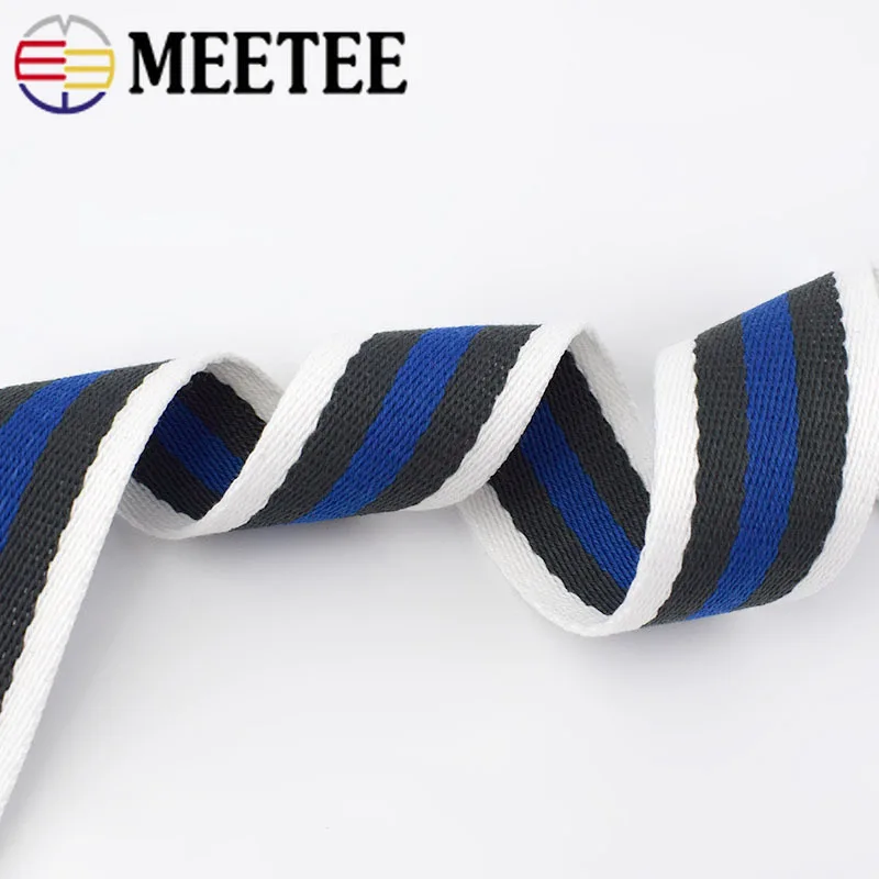 Meetee 8 метров 1 4 мм толстая 38 полиэфирная хлопчатобумажная тканая лента в полоску