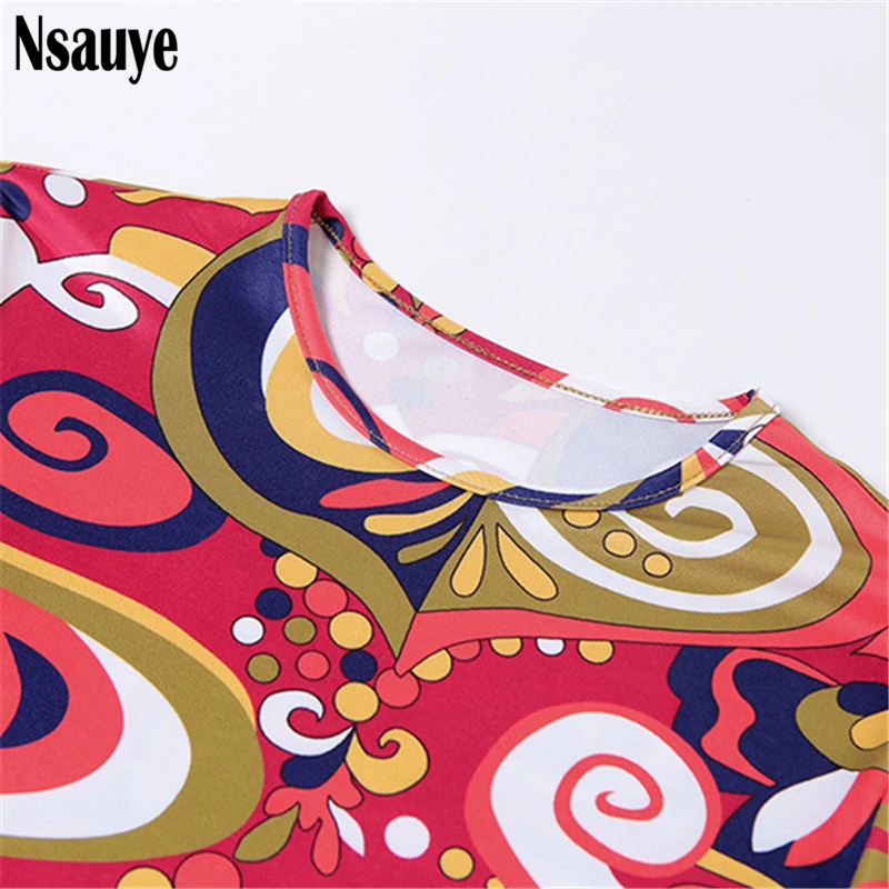 

Nasuye Autumn 2021 Sexy Women Print Elegant Long Sleeve O Neck Slim Maxi Dress Party Night Club Split Boho Bodycon Long Dresses