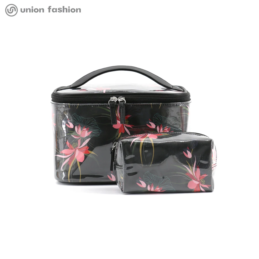

Union Fashion Fashion Customed Print Flower Black Small Pvc Cosmetic Bag