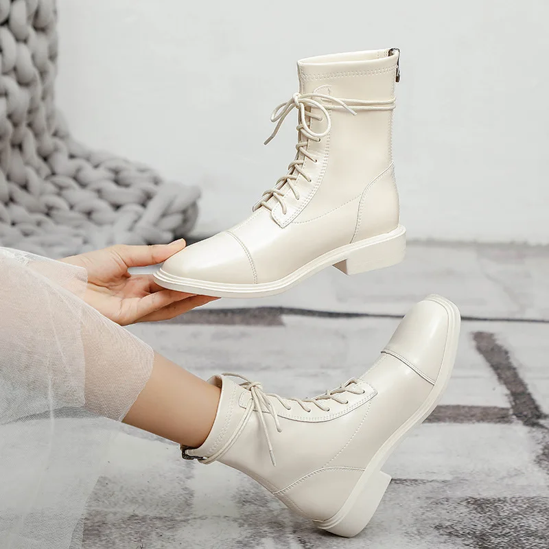 

Odinokov женские повседневные ботинки Martens из натуральной кожи женские мотоциклетные зимние высокие ботильоны Zapatos De Mujer