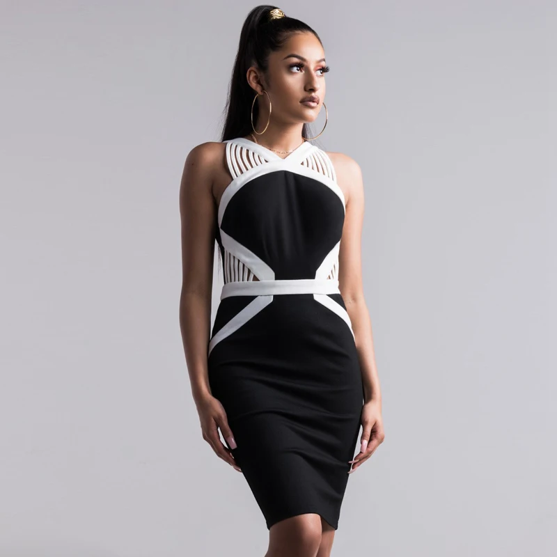 INDRESSME женское Новое сексуальное Бандажное платье без рукавов с круглым вырезом в
