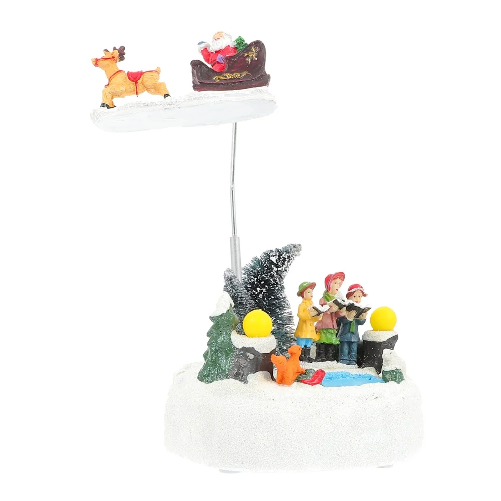 

1Pc Christmas Resin Craft Luminous Musical Rotating Adornment with Battery