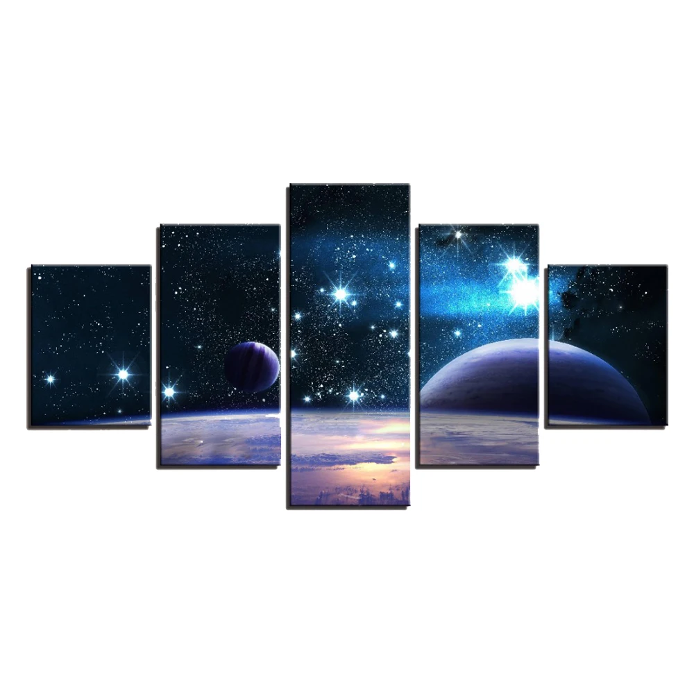 

Modular 5 Pieces HD Print Universe Galaxy Home Decoration Canvas Painting Cartoon Spac Decor Poster Wall Art Living Room Bedroom