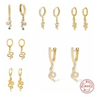 Серьги-кольца женские из серебра 925 пробы в виде змеи