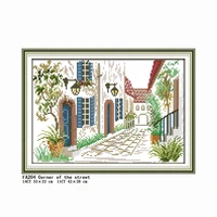 cross stitch kits embroidery crafts corner of the street patterns printed counted 11ct 14ct stamped thread needlework decoration