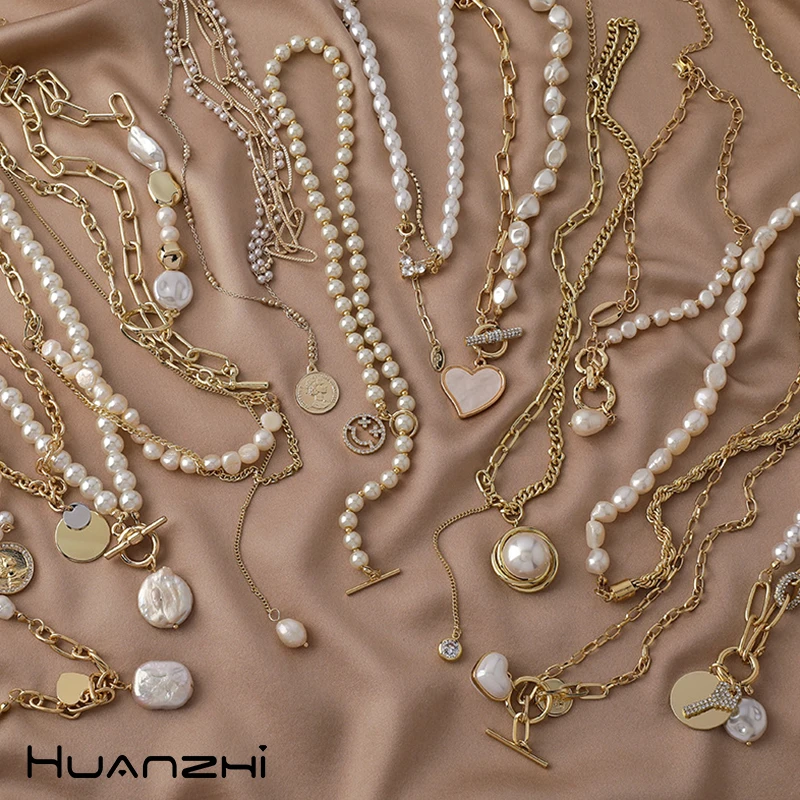 Женское винтажное ожерелье HUANZHI Винтажное колье неправильной формы с