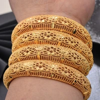 dubai bangles for women 24k gold color cuff braceletbangles dubai bridal wedding wholesale jewelry 4pcslot