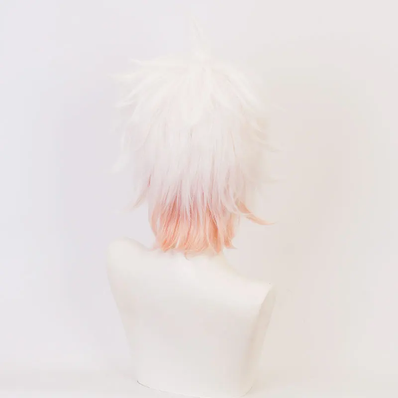 Danganronpa Anime Cosplay Wig Pink White Gradient Short Hair High Temperature Material Nagito Komaeda Same Cosplay Wig