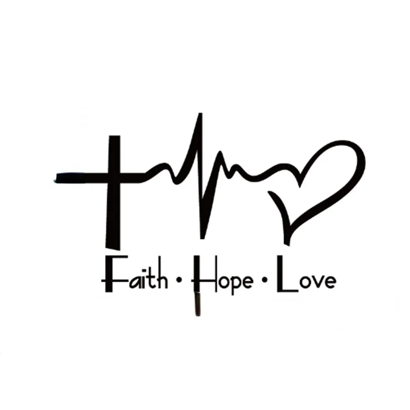 

Cartoon Faith Hope Love Vinyl Car Sticker Jesus Christian Religious Bible Verse for Car Window Body Decoration KK8*5cm