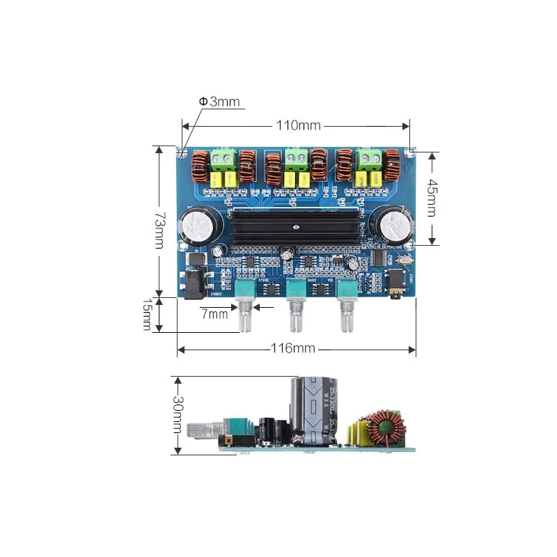 Усилитель сабвуфера Lusya TPA3116D2 50 Вт * 2 + 100 1 Bluetooth 5 0 цифровой аудио усилитель для 4-8