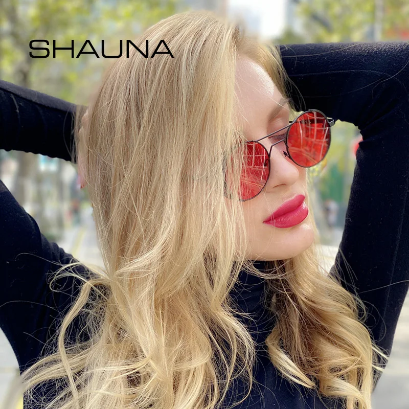 Женские и мужские суперкруглые очки SHAUNA ретро в металлическом стиле с