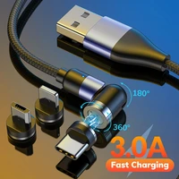 540 degrees rotating magnetic cable micro usb type c phone cable for iphone 12 11 pro xs max samsung xiaomi usb cord wire cable