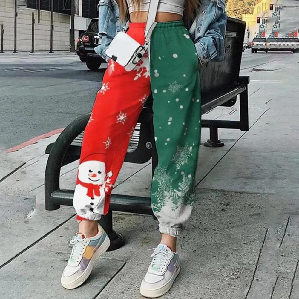 

Рождественские спортивные брюки, зимние женские брюки, женские Простые рождественские Брюки с эластичным поясом