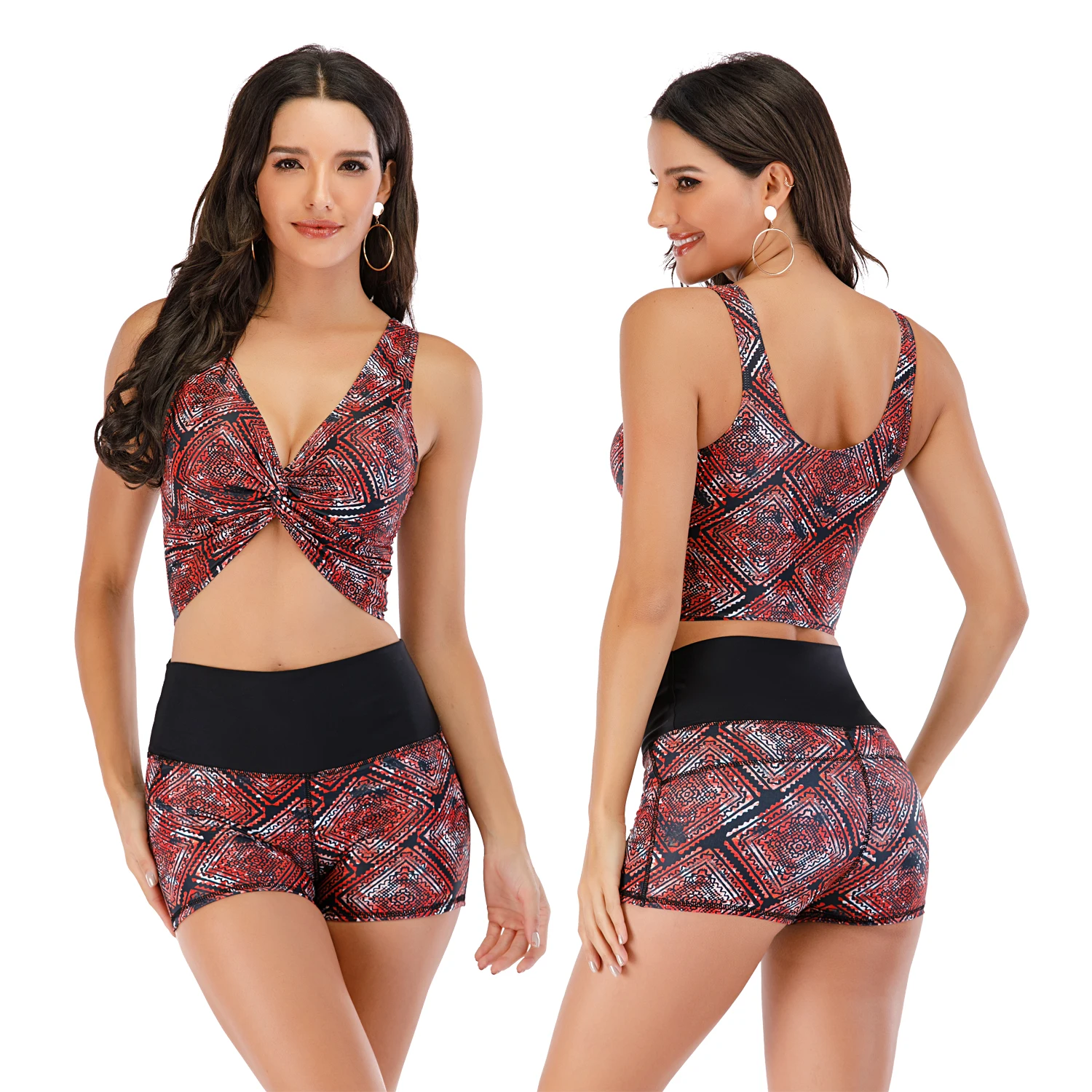 Спортивный купальник женское бикини пуш ап микро с принтом кактуса 2020